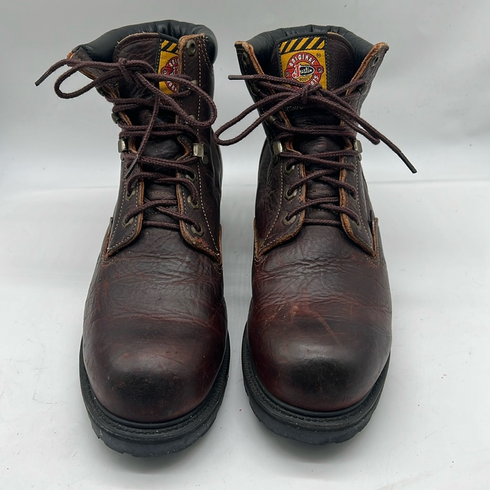 Justin Men Work Boots Leather Size 11.5 D made in USA